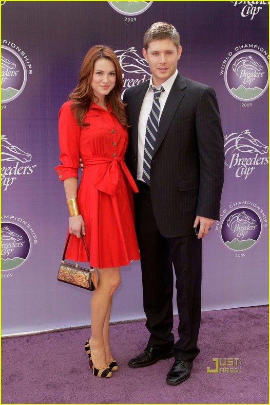 Jensen Ackles R and Danneel Harris L attends the Breeders' Cup World 